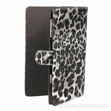 Notebook style leopard leather case for iPad